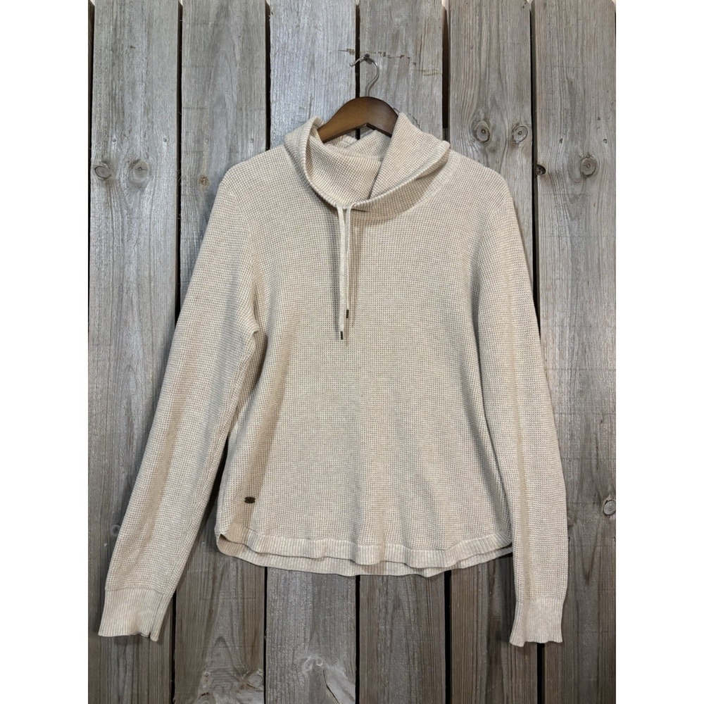 Lauren Ralph Lauren Cream Knit Hoodie | Cozy Waffle Sweater | Size‎ XL